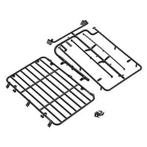 Durable black truck roof rack and basket for RC cars, easy installation, high-quality accessories, RC Car World.