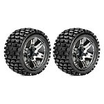 Roapex 1:10 Tracker Stadium Truck Tires Pre-Mounted on Chrome Black Wheels (0 Offset