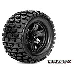 Roapex 1:10 Tracker Monster Truck Tires Pre-Mounted on Black Wheels (0 Offset