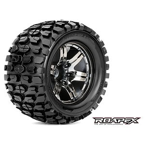 Roapex 1:10 Rhythm Monster Truck Tires Pre-Mounted on Black Wheels (0 Offset