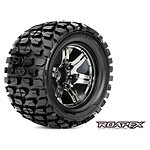 Roapex 1:10 Tracker Monster Truck Tires Pre-Mounted on Chrome Black Wheels (0 Offset