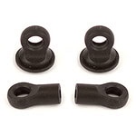 Silicone black RC car suspension bushings and sway link connectors, compatible with various RC models.