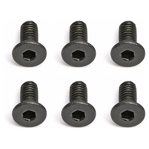 Close-up of black hex socket screws, ideal for RC cars and hobbyist projects.