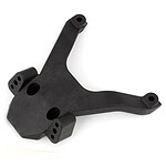Black RC car suspension arm for durable off-road performance. High-quality replacement part for RC vehicles.