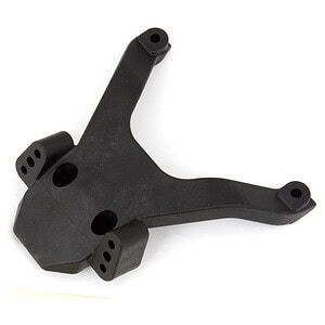 Black RC car suspension arm for durable off-road performance. High-quality replacement part for RC vehicles.