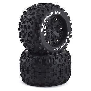 Two rugged RC car tires with deep treads for off-road adventures and durability.