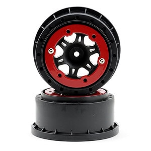Pro-Line Sixer 2.2/3.0 Red/Black Bead-Loc Front Wheels (2) (Fits SLH)