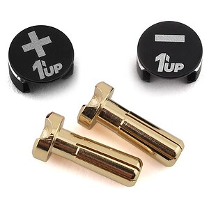 1UP Racing LowPro Bullet Plug Grips w/4mm Bullets (Black/Black)