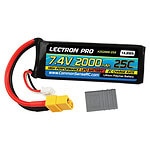 Lectron Pro 7.4V 2000mAh 25C Lipo Battery with XT60 Connector CSRC adapter for XT60