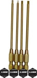 Racers Edge Titanium Allen Wrench Tips Power Tool 4 pieces Coated Hex Bit Set RCE7201