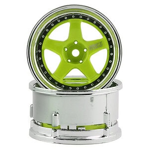 DS Racing Drift Element 5-Spoke Drift Wheel - Green Face/Chrome Lip/Chrome Rivet DSC-DE-025