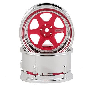 DS Racing Drift Element 6-Spoke Drift Wheel - Pink Face/Chrome Lip/Chrome Rivets DSC-DE-223