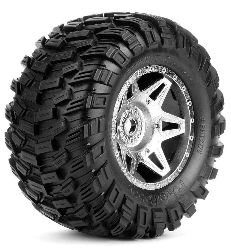 PowerHobby Armor X Belted Pre-Mounted Tires (For X-Maxx 8S) - Black