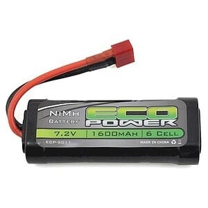 EcoPower 6-Cell NiMH 2/3A Stick Battery w/T-Style Connector (7.2V/1600mAh)