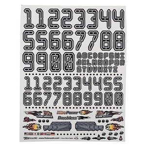 Firebrand RC Numbers Decal Sheet (Black) (8.5x11)