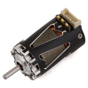 High-performance RC car motor with metal body and copper wiring for racing and hobby use.