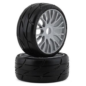 GRP GT - TO3 Revo Belted Pre-Mounted 1:8 Buggy Tires - Silver (XM7) (2)