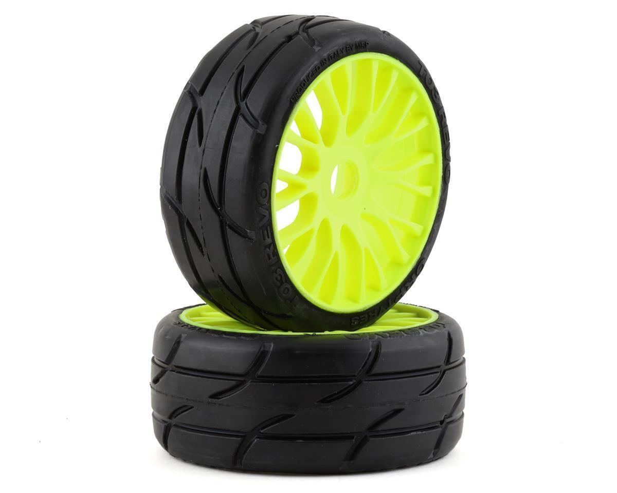 GRP GT - TO3 Revo Belted Pre-Mounted 1:8 Buggy Tires - Yellow (XM5) (2)