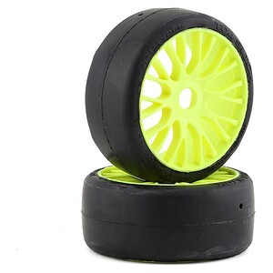 GRP GT - TO4 Slick Belted Pre-Mounted 1:8 Buggy Tires - Yellow (XM4) (2)