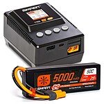 Spektrum Smart S155 Charger G2 LiPo Battery 5000 mAh 2S 7.4V IC3 50C Rating PowerStage Kit