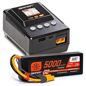 Spektrum Smart S155 Charger G2 LiPo Battery 5000 mAh 2S 7.4V IC3 50C Rating PowerStage Kit