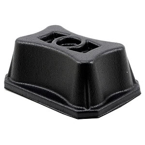 Black shock absorber mount for RC cars, durable plastic part, essential for suspension system.