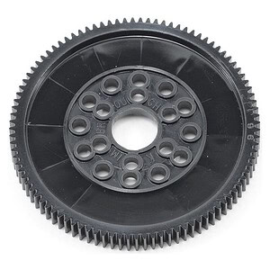 High-quality black gear wheel for RC cars, durable and designed for smooth performance.