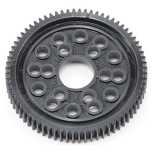 Durable black plastic gear wheel with multiple holes for RC car transmission parts.