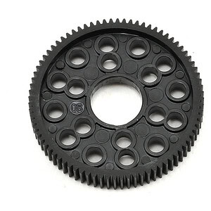 Precision RC gear with circular holes, durable plastic construction, ideal for remote control cars.