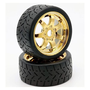 PowerHobby 1:8 Gripper 42/100 Belted Pre-Mounted Tires - Gold Wheels