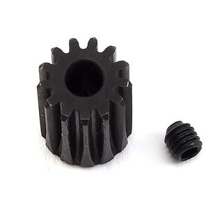 Small black RC car gear and screw for remote control car assembly, durable plastic parts.