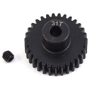 High-quality black gear with "31T" marking for RC car durability and performance.