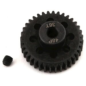 High-quality black plastic RC gear with mounting screw.