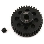 High-quality black RC gear with 48P 37T specifications, ideal for remote control car modifications and racing.
