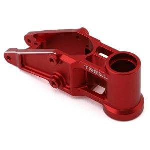 Aluminum RC car steering knuckle for improved durability and handling.