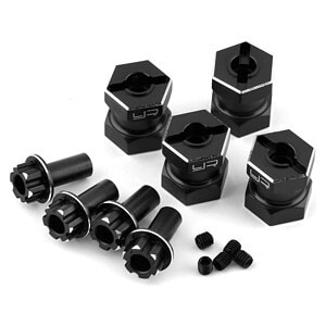 Yeah Racing 12mm Aluminum Hex Adaptors (Black) (4) (15mm Offset)