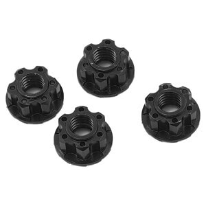 Yeah Racing 4mm Aluminum Serrated Wheel Lock Nut (4) (Black) YEA-YA-0448BK