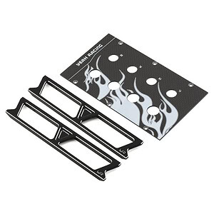 High-quality aluminum bumper set for RC cars with flame design decals, durable and lightweight.