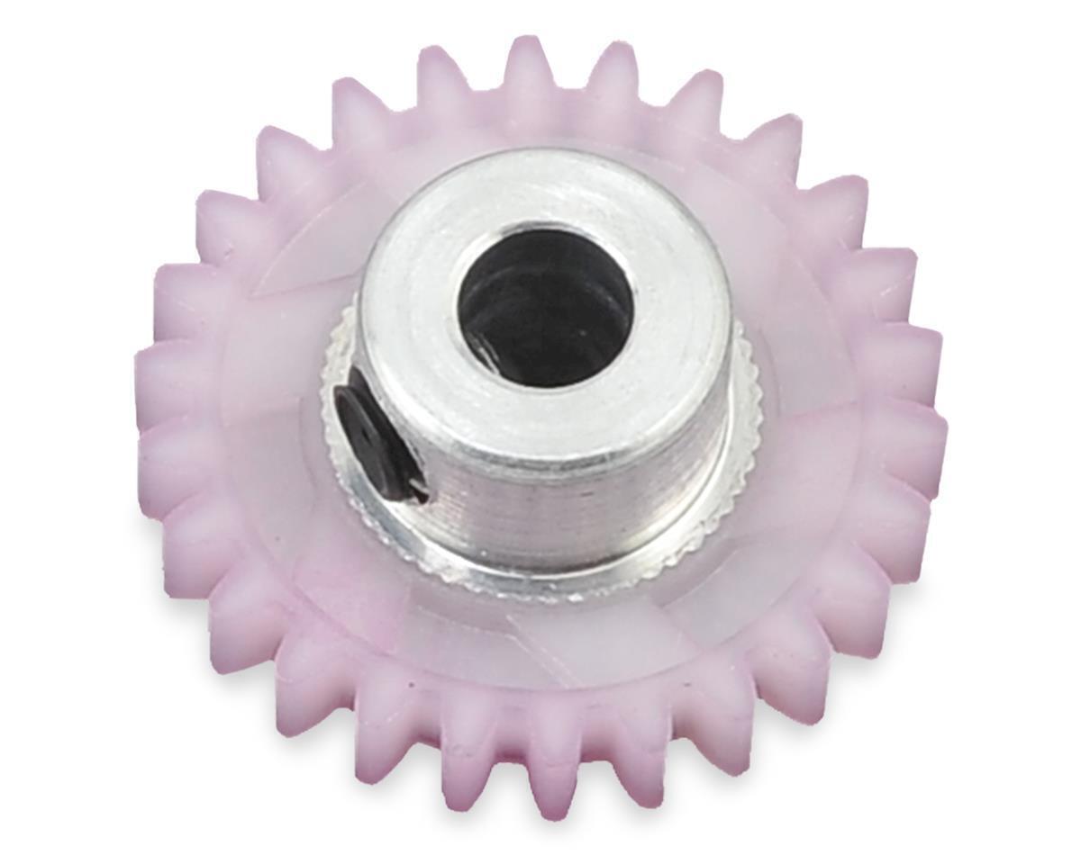 High-quality pink plastic gear with metal hub for remote control cars.