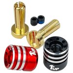 1UP Racing Heatsink Bullet Plug and Grips w/4mm Black/Red