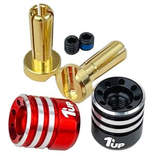 1UP Racing Heatsink Bullet Plug and Grips w/4mm Black/Red