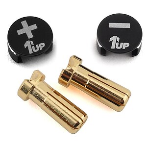 1UP Racing LowPro Bullet Plug Grips w/5mm Bullets (Black/Black) 1UP190412