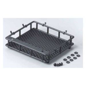 Durable black plastic RC car chassis with mounting hardware for off-road racing.