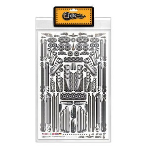Fire Brand RC Pipes & Mufflers Multi-Fit Vynil Decal Sheet 8.5X14