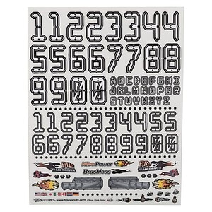 Firebrand RC Numbers Decal Sheet (White) (8.5x11)