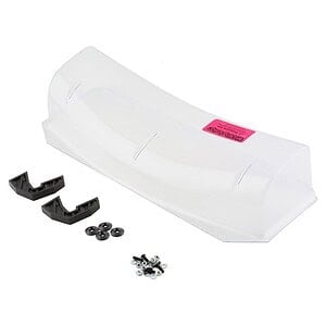 High-quality RC car spoiler with mounting accessories for enhanced aerodynamics. Perfect upgrade for remote control racing cars.
