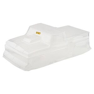 Clear plastic RC car body shell for remote control cars. Durable, lightweight, and easy to customize.