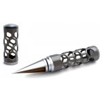 Meticulously designed metallic RC pen with hexagonal cutouts for remote-controlled car enthusiasts.
