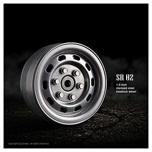 Gmade 1.9 SR02 Beadlock Wheels - Semigloss Silver (2)