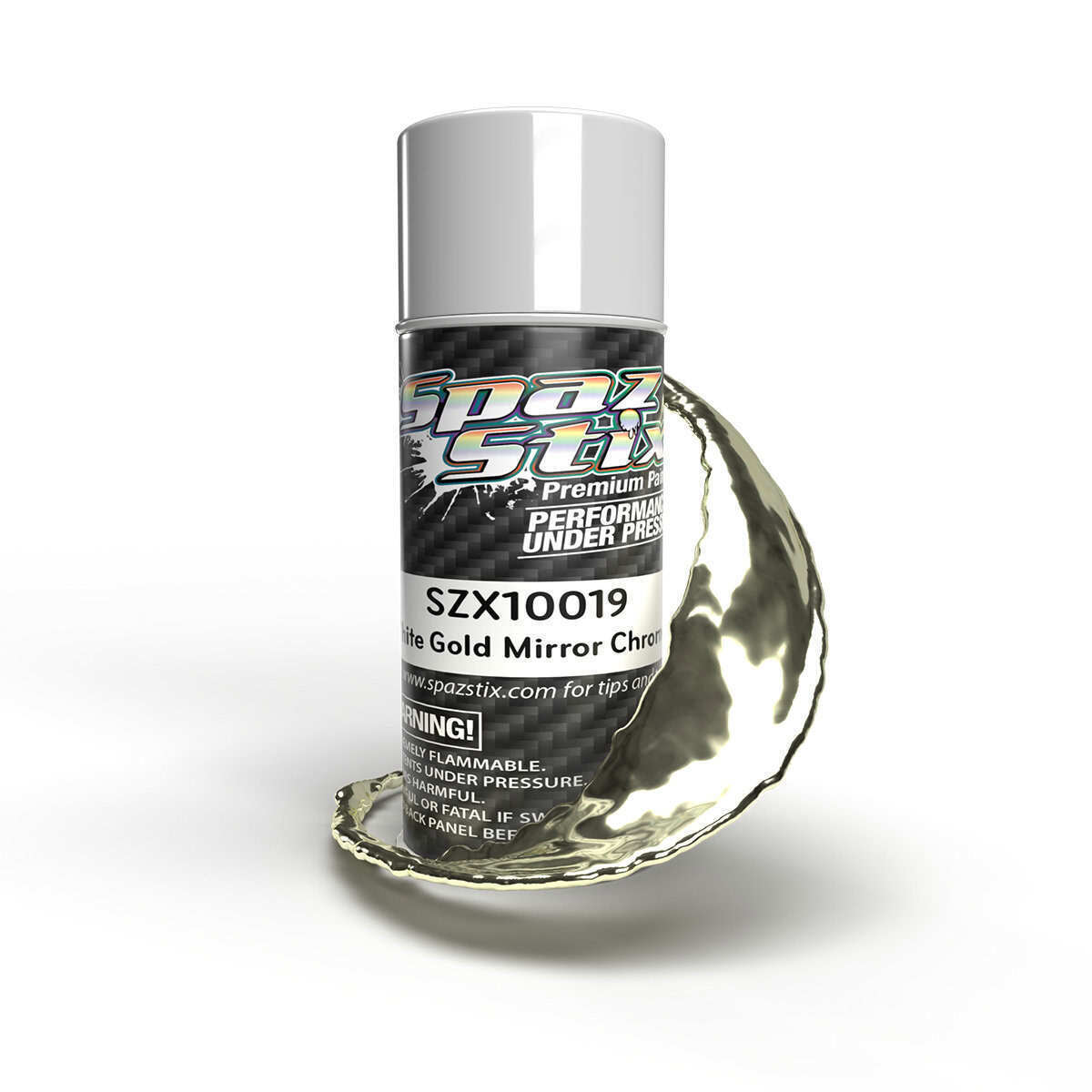 Spaz Stix White Gold Mirror Chrome Aerosol Paint 3.5oz SZX10019